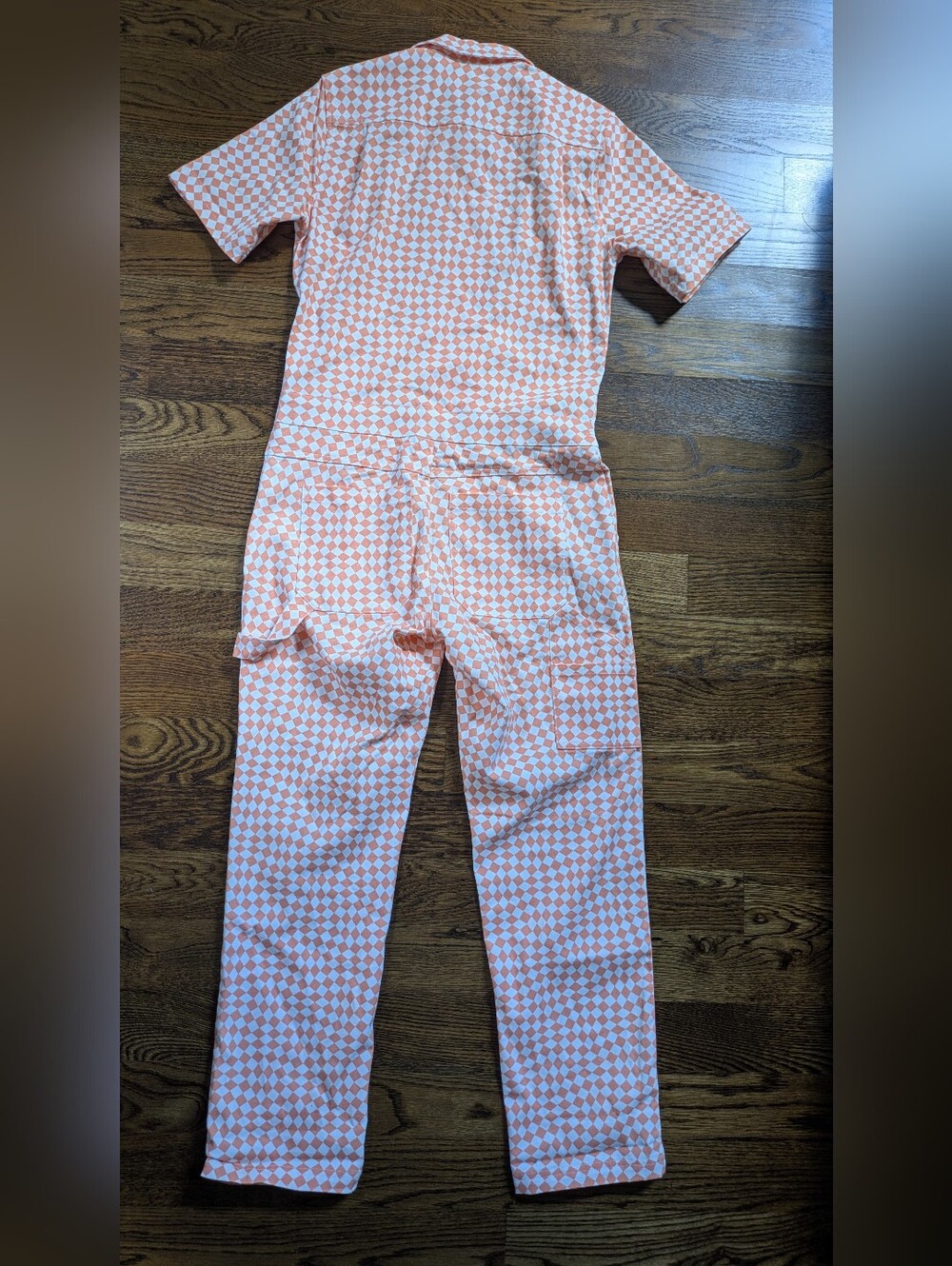 Wildfang Orange Checkered Jumpsuit, Sz Small - Picture 3 of 7